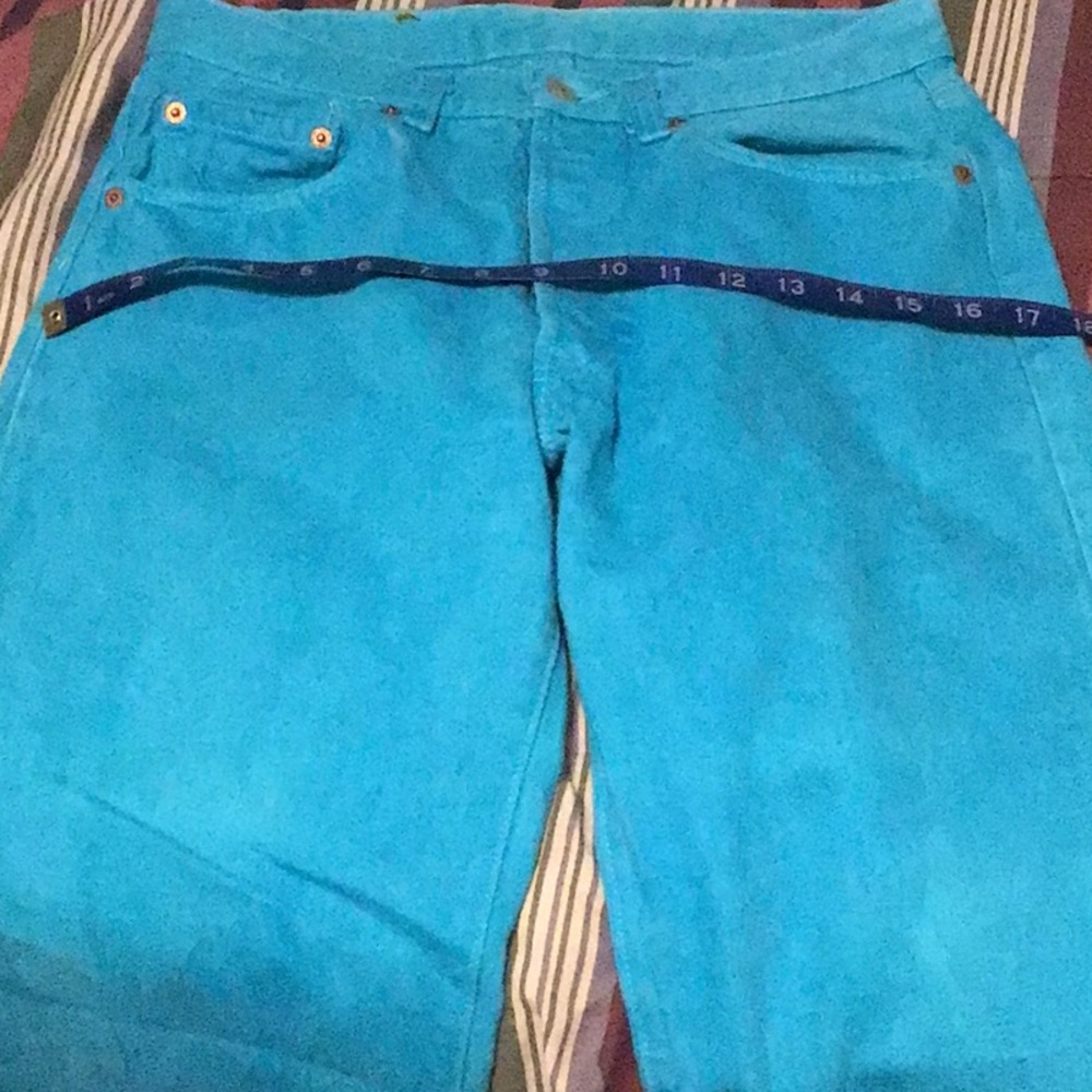Levi's Vibrant Turquoise Straight Jeans vintage yr 84 USA 31/30 used conditions - Picture 13 of 16